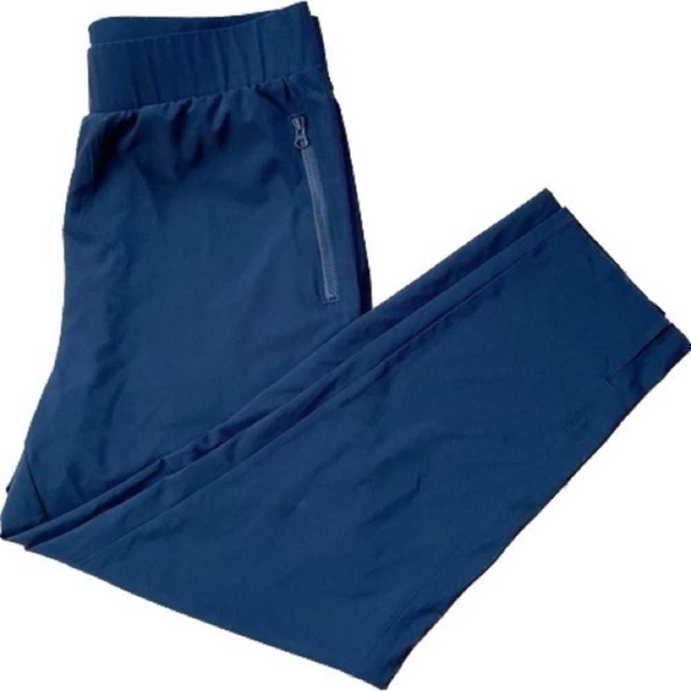 🔵EUC Zella Womens Elastic Waist Zipper Pocket Recovery Cropped Pant NAVY xs